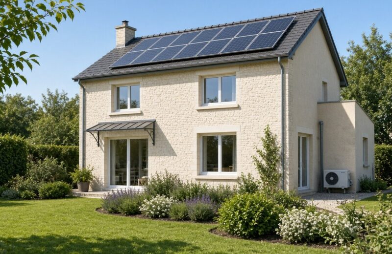 Maison rénovée avec panneaux solaires et pompe à chaleur