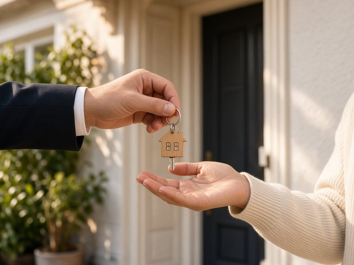 Remise des clés d’une maison après la vente